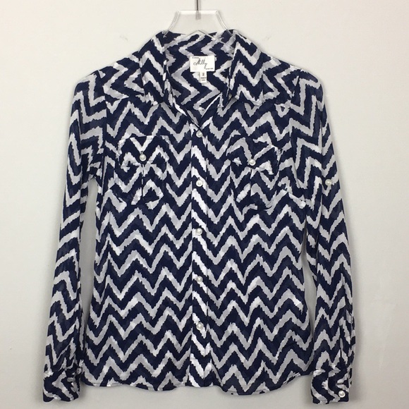 Milly of New York-Striped Button down Sz 2 Perfect - Picture 1 of 4